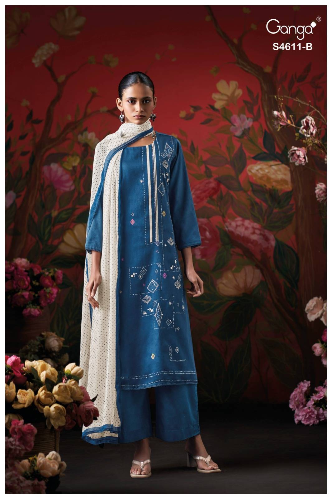 NIVRA 4611SERIES BY GANGAFASHION Stylish Beautiful Colourful COTTON SATIN Dresses At Wholesale Price
